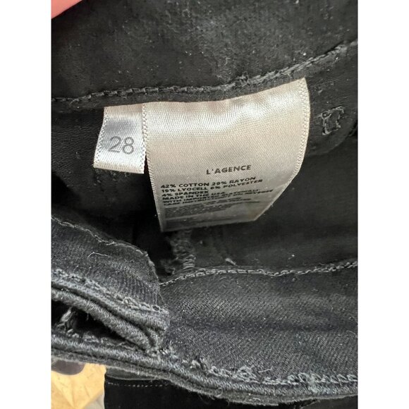L'Agence Margot Velvet Stripe Black Noir High Rise Skinny Fit - Size 28 - Picture 8 of 13